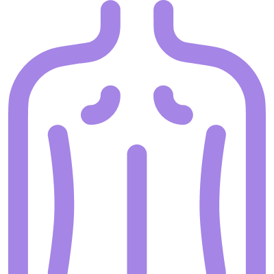 Abstract purple anatomical illustration on black background.