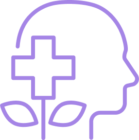 Silhouette with cross and leaves, mental health.